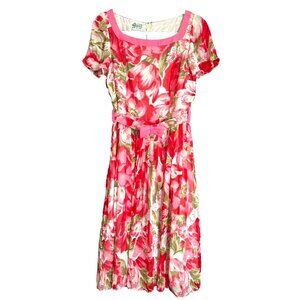 Awesome Vintage Rose Floral Mod Rockabilly Pin Up Dress by Gunit Size Medium